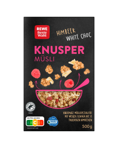 KNUSPER MÜSLI WHITE SCHOKOLADE HIMBEERE 500G