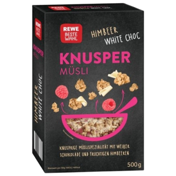 KNUSPER MÜSLI WHITE SCHOKOLADE HIMBEERE 500G