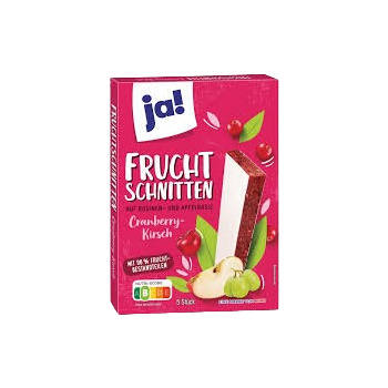 JA! FRUCHT SCHNITTEN CRANBERRY-KIRSCH 96% 150G 5ER


